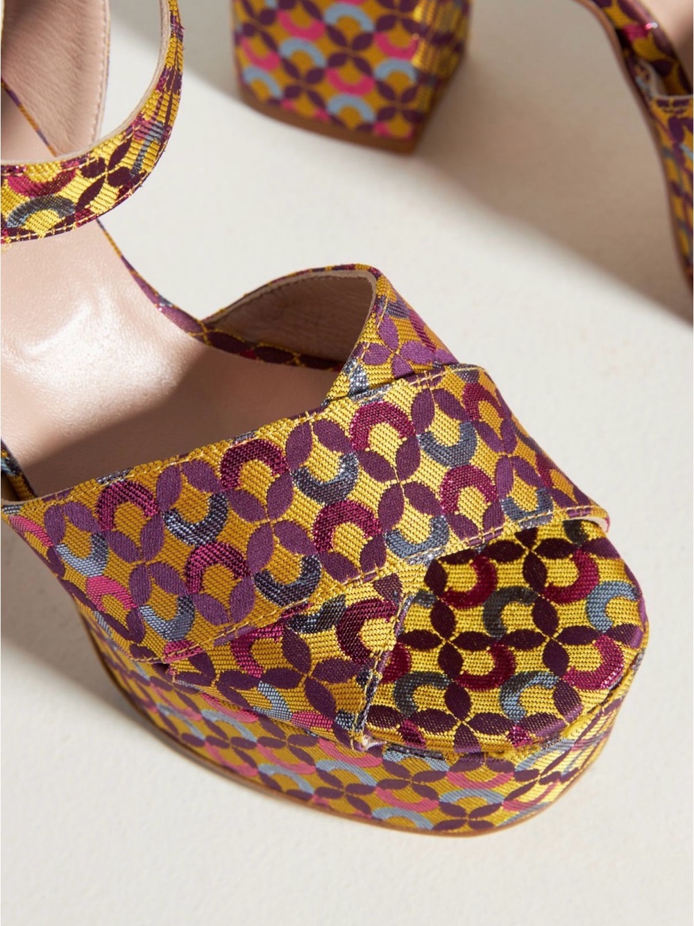 Paola Ferri retro platform sandals, size 38 (7.5) - Picture 3 of 9